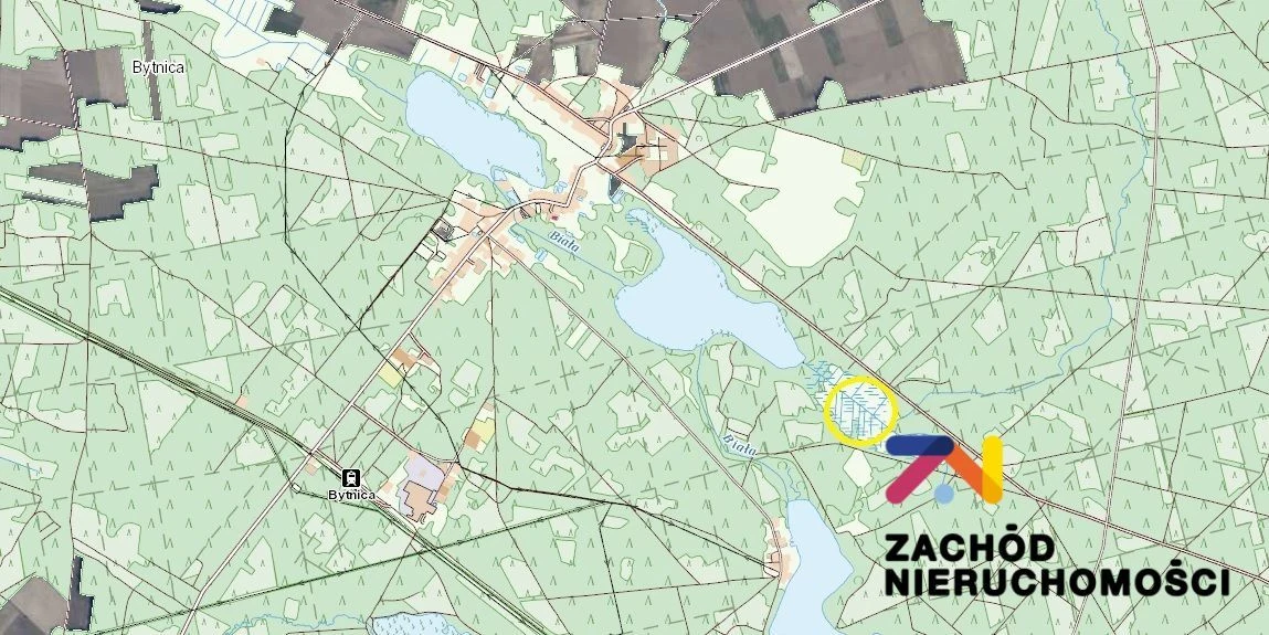 Oferujemy na sprzedaż działkę o powierzchni 5300m2 położoną w Bytnicy pomiędzy dwoma jeziorami- 500m od jeziora Bytnickiego i 600m od jeziora Głębokie. - 2