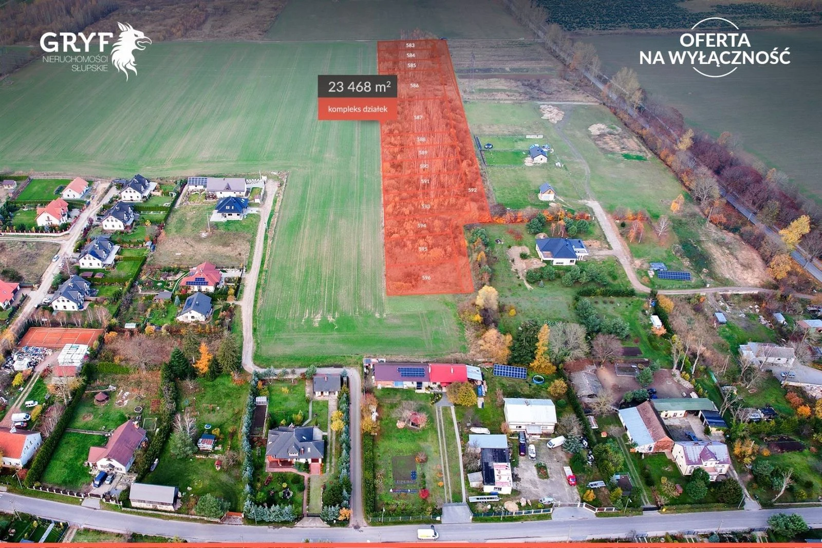 NA SPRZEDAŻ - 2 DZIAŁKI BUDOWLANE NUMER 586 i 587 W STRZELINIE | NA WZNIESIENIU | MPZP | BLISKO SŁUPSKA I MORZA
