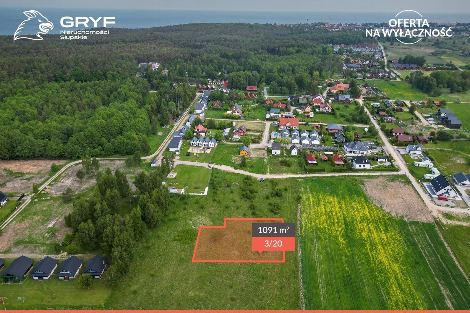 działka z MPZP|pow.1091 m2|Jarosławiec