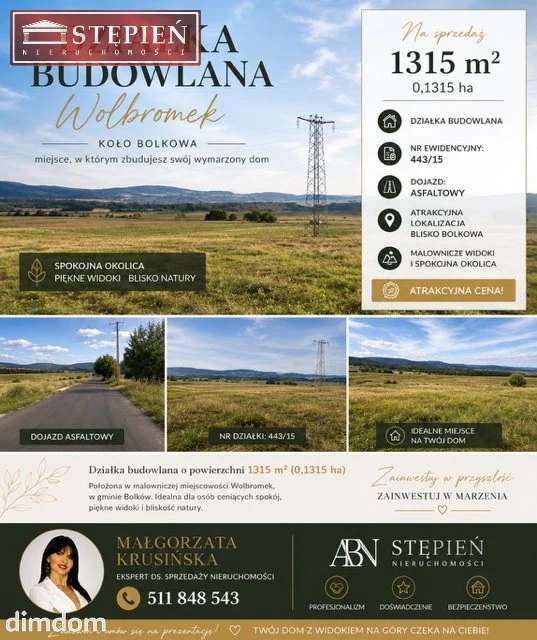 DZIAŁKA NA SPRZEDAŻ - WOLBROMEK KOŁO BOLKOWA