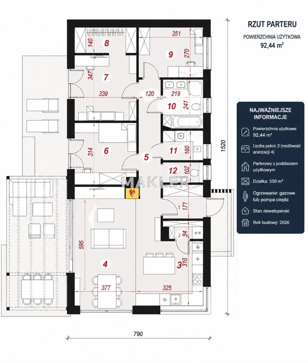 Dom wolnostojący | Ciele | 92 m² | Działka 550 m² - 3